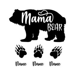 custom name mama bear paws svg