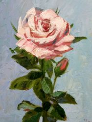 cream rose original oil painting flower fine art  wall art