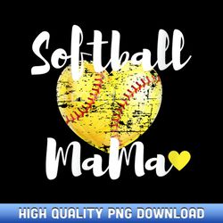 womens softball mama vintage softball heart gift mothers day v-neck - designer series sublimation downloads
