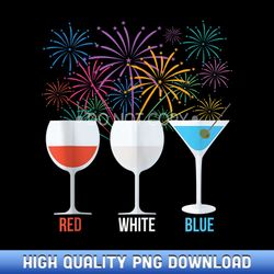 red white blue wine glasses usa firework 4th of july - designer series sublimation downloads