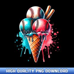 baseball ice cream watercolor sports lover ice cream cone - exclusive release sublimation files