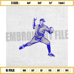 baseball pitcher logo embroidery design