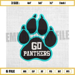 go carolina panther paws logo embroidery