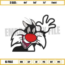 sylvester the cat face embroidery