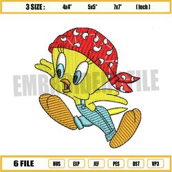 tweety bird head kerchief embroidery