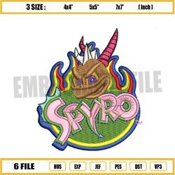 spyro the fire flame dragon embroidery