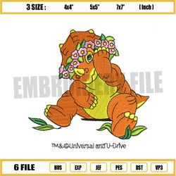 flower wreath cera the dinosaur embroidery png