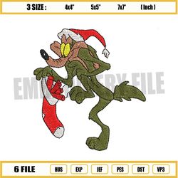wile e coyote christmas day embroidery
