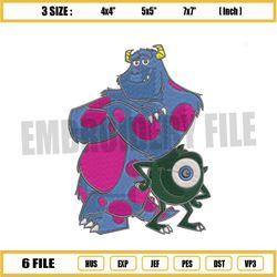 mike and sulley monster university embroidery