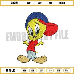 tweety bird with cap embroidery