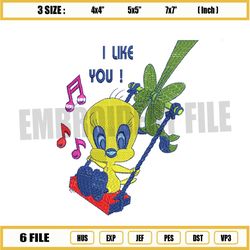 tweety bird singing i like you embroidery