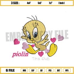 piolin tweety bird heart embroidery