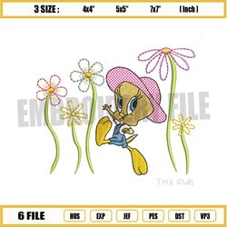 tweety bird floral embroidery