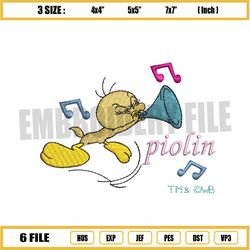 piolin tweety bird instrumental embroidery