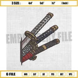 new 3 katana one piece embroidery design