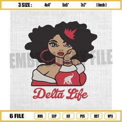 delta life queen girl embroidery design