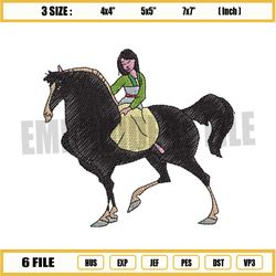 mulan riding on khan embroidery