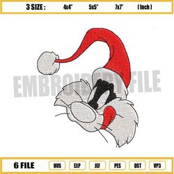 Santa Hat Sylvester Cat Embroidery