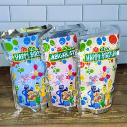 sesame street inspired juice pouch labels, sesame street capri sun birthday labels, sesame street party favorsy supplies