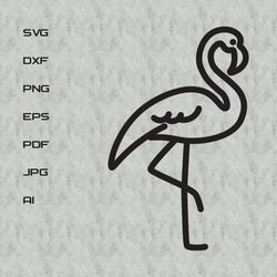 black outlined abstract flamingo