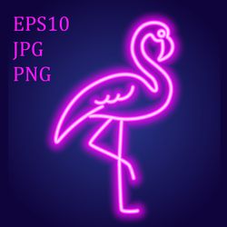 neon glowing pink flamingo