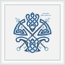 cross stitch pattern axes viking crown celtic knot ornament ethnic abstract monochrome counted crossstitch patterns pdf