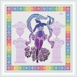 cross stitch pattern aphrodite goddess beauty love silhouette rainbow ethnic ancient greece counted crossstitch patterns