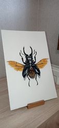original tiny acrylic painting the bug 8x11,8 inches, small acrylic painting, original wall art, mini painting acrylic