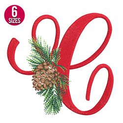 christmas alphabet letter c embroidery design, machine embroidery pattern, instant download