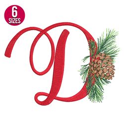 christmas alphabet letter d embroidery design, machine embroidery pattern, instant download