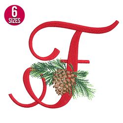 christmas alphabet letter f embroidery design, machine embroidery pattern, instant download