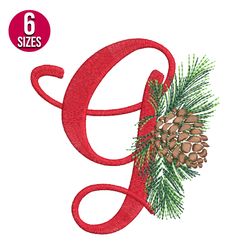 christmas alphabet letter g embroidery design, machine embroidery pattern, instant download