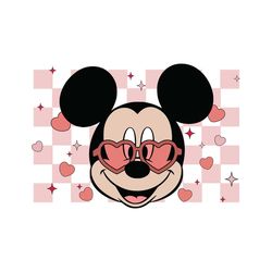 mickey mouse head love valentines checkered svg