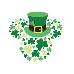 mickey head green clover leprechaun hat svg