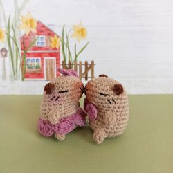 soft toy capybara, capybara girl, capybara boy, crocheted capybara, kawaii.