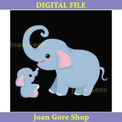 baby cute elephant mom cartoon character svg