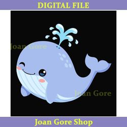 baby cute blue whale cartoon character svg