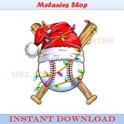 baseball santa christmas png, baseball xmas png, baseball christmas png, baseball santa hat light png