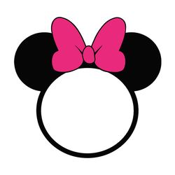 black white pink bow minnie mouse head svg