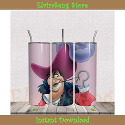 pink captain hook 20oz skinny tumbler sublimation design png