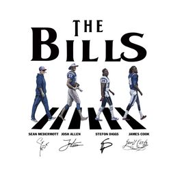 bills walking abbey road signatures png, josh allen, stefon diggs, james cook, nfl svg, super bowl svg,wyngventura