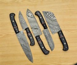 masterpiece damascus steel chef knife set - 5 pieces knife set