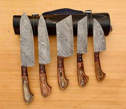 deluxe damascus kitchen knife set - 5 professional pieces