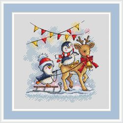 penguin cross stitch pattern christmas cross stitch pattern deer cross stitch pattern winter cross stitch pattern