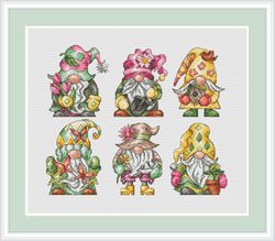 gnomes cross stitch pattern spring cross stitch pattern flowers cross stitch pattern garden cross stitch pattern