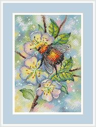 flowers cross stitch pattern bee cross stitch pattern apple flower cross stitch pattern summer cross stitch pattern