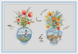 lighthouse cross stitch pattern flowers cross stitch pattern seagull cross stitch pattern home cross stitch patetrn