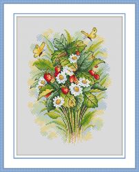 strawberry cross stitch pattern flowers cross stitch pattern forest cross stitch pattern summer cross stitch pattern