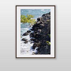 printable wall art. rocky seashore