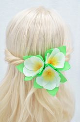 hawaiian tropical exotic plumeria hair pins. beach, floral, yellow and white wedding hair pieces